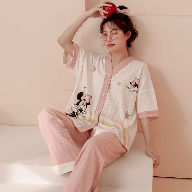 NF Setelan Baju tidur  piyama lengan pendek celana panjang / Baju tidur kaos import korean style