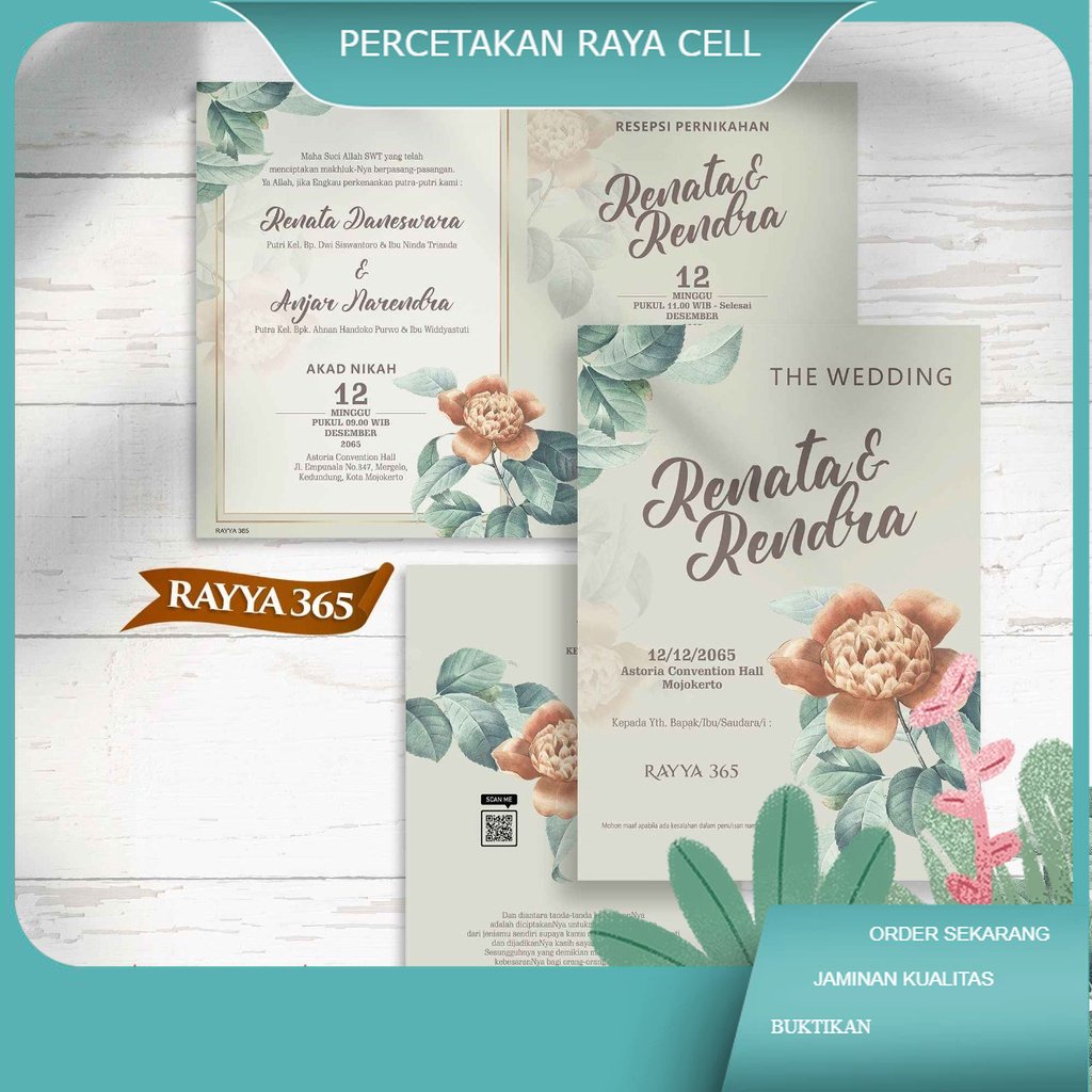 

Undangan Pernikahan Desain Rustic Vintage Elegant Seri Rayya 365 Harga Murah Sudah Cetak