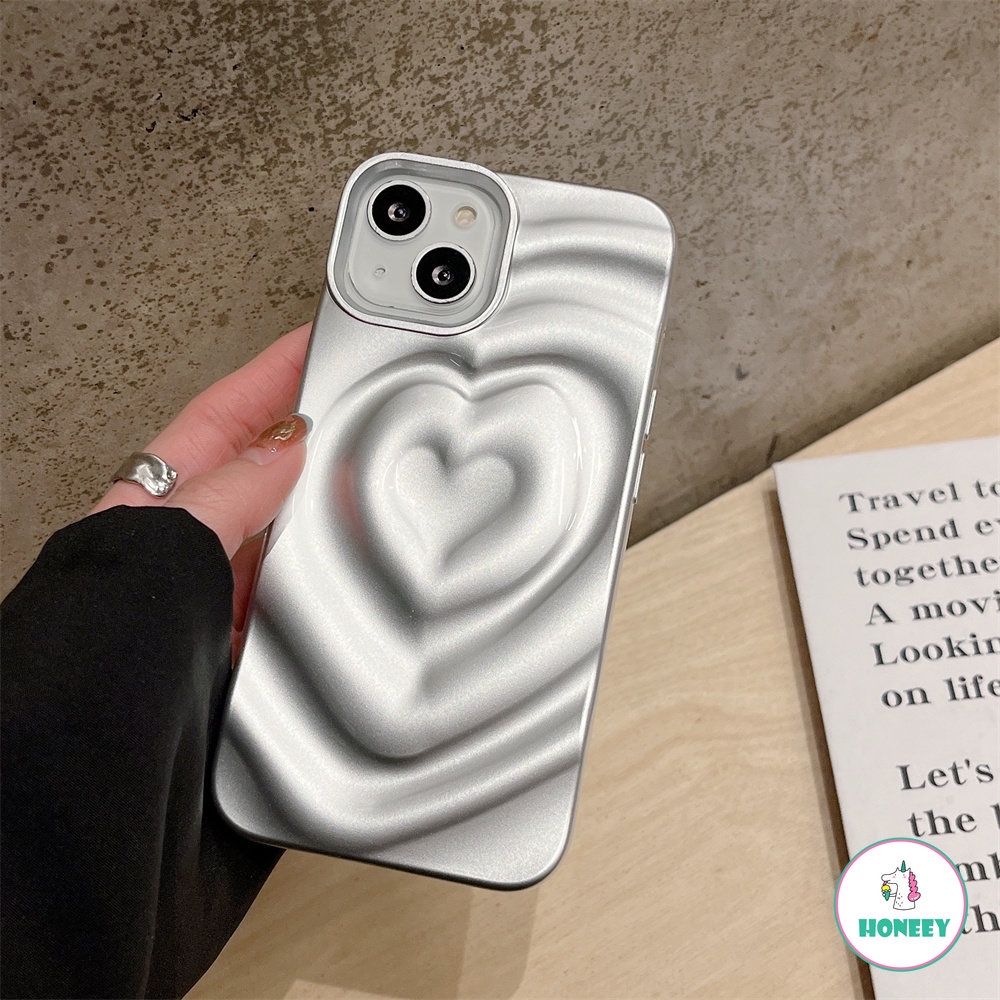 IPHONE Luxury 3D Silver Tin Foil Pleats Phone Case Kompatibel Untuk Iphone14 13 12 11 Pro Max 14 Pro Max Shockproof Matte Lembut TPU Back Phone Cover