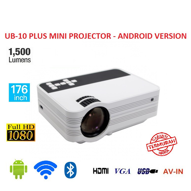 73 UB-10 Plus Mini LCD Projector Android 1500 Lumens - WiFi and Bluetooth