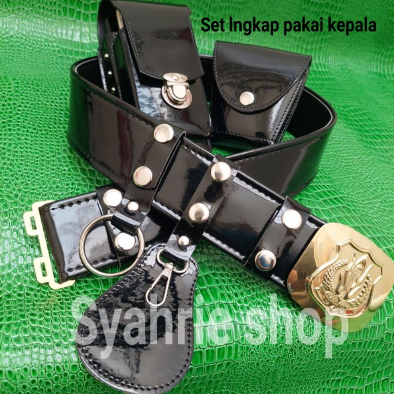 kopel satpam sabuk security kulit hitam polos mengkilap