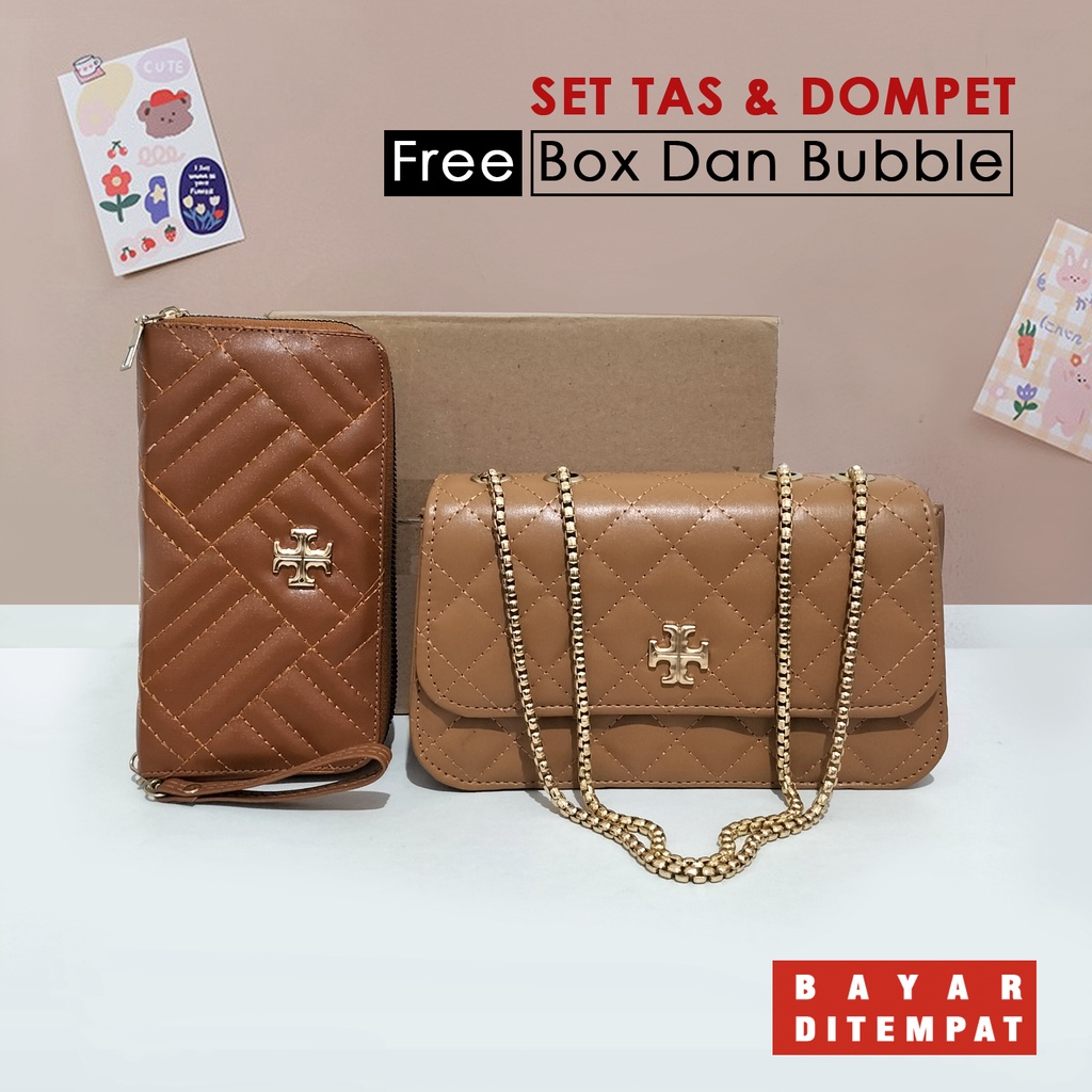 Tas wanita selempang set shoulder bag dan dompet cewek tali panjang paket sling bag cewe dan wallet polos