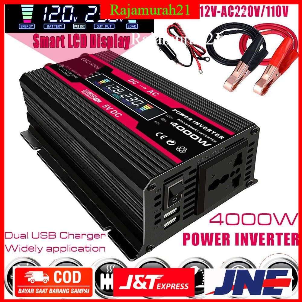 Vingtank Car Power Inverter DC 12 V to AC 220 V 4000 W - CMZ-4000 - Black - 7RCI0CBK