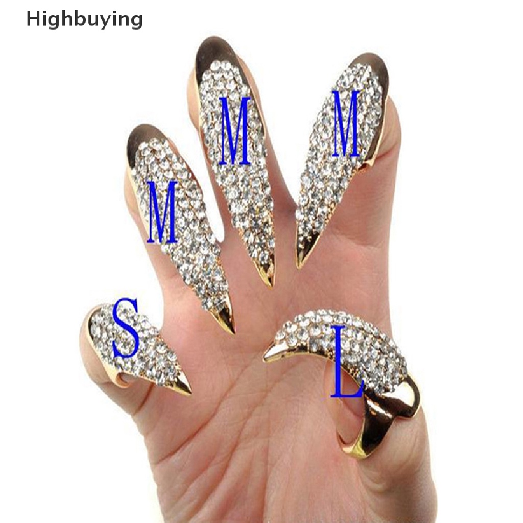 Hbid Kostum Halloween Cakar Cincin Kuku Palsu Gothic Punk Berlian Imitasi Nail Rings Glory