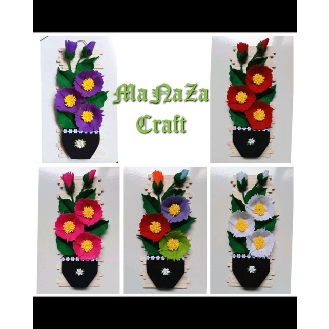 Kerajinan Tangan Hiasan Dinding/ Dekorasi Dinding Bunga dari Kain Flanel dan Stik Es Krim. MaNaZa Cr