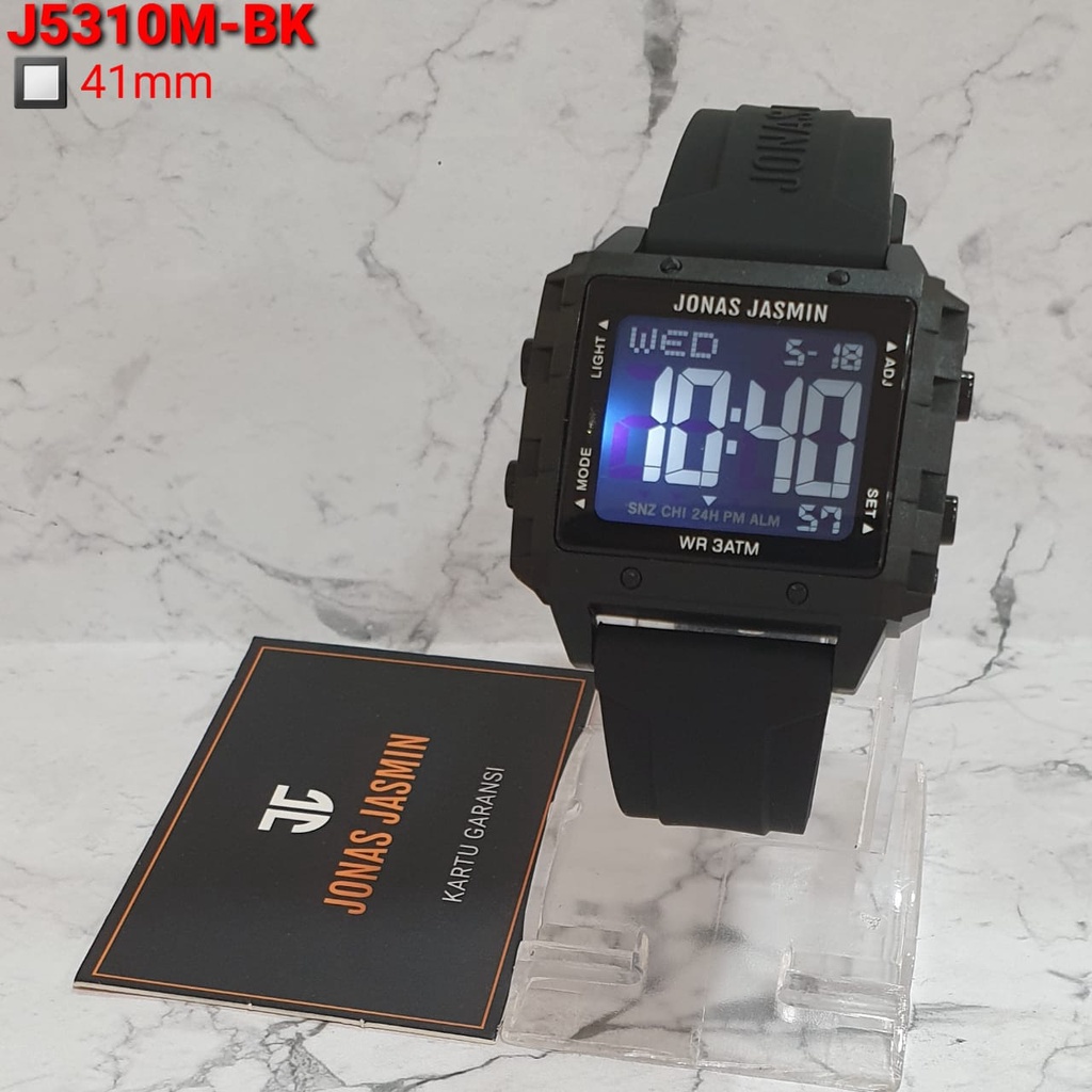 Jam Tangan Fashion Pria/Wanita Jonas Jasmin E4951T Tali Rubber Led Digital Tanggal Hari Aktif Free Box &amp; Baterai Cadangan