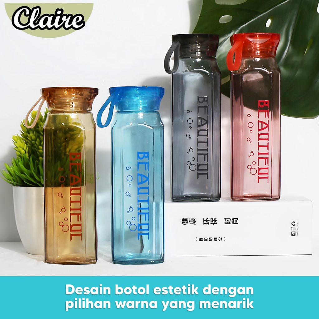 Botol Minum Kaca Beautiful 500ml / Botol Minum Kaca Bening