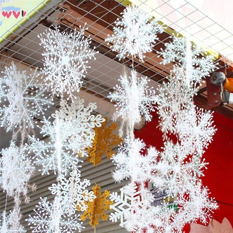 Produk Dekorasi Natal/Tahun Baru Gantung Liontin Putih Ornamen Snowflake Rumah Pesta Hias Pohon Natal Aksesoris Hias Ornamen Pohon Xmas 30Pcs/Hot Sale