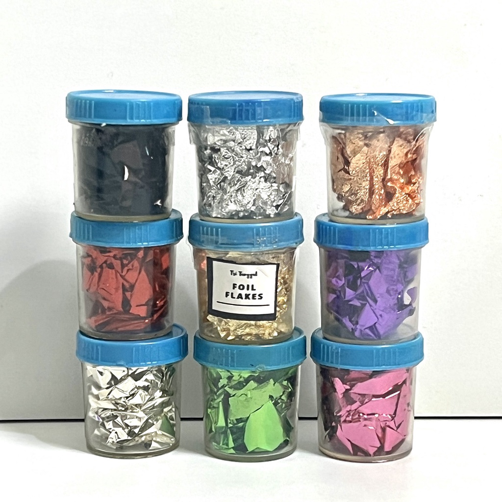 FOIL FLAKES 20 ml Nail Art Gold Rose Silver Gliter Glitter Dekorasi Serpihan Diy Resin Recine Art Accessories Hias Hiasan Kertas Filling Slime Clay Prakarya Metalik Paper Metallic Aksesoris Kuku Sparkle Art Deco Kesenian Craft Crafting  Grosir Prakarya