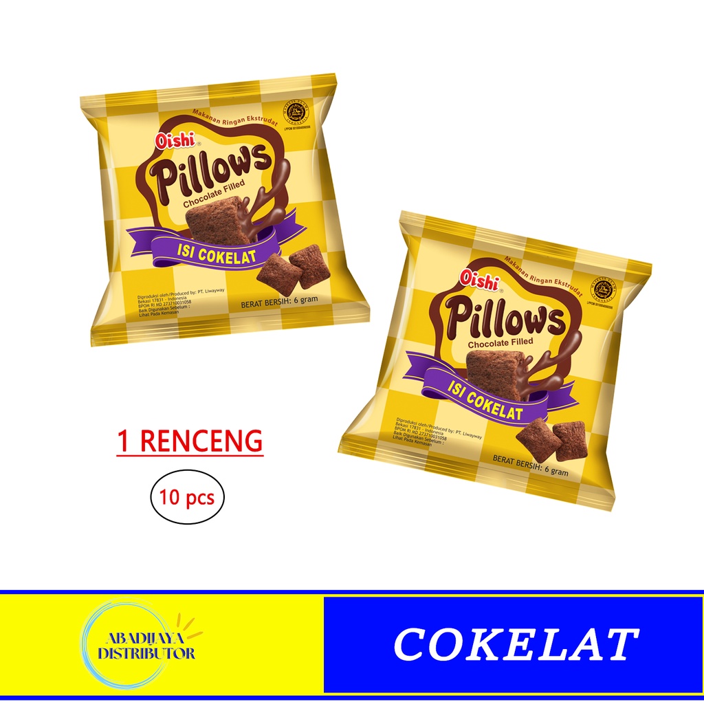 

Oishi Pillows Cokelat Kemasan Bantal Satu Renceng