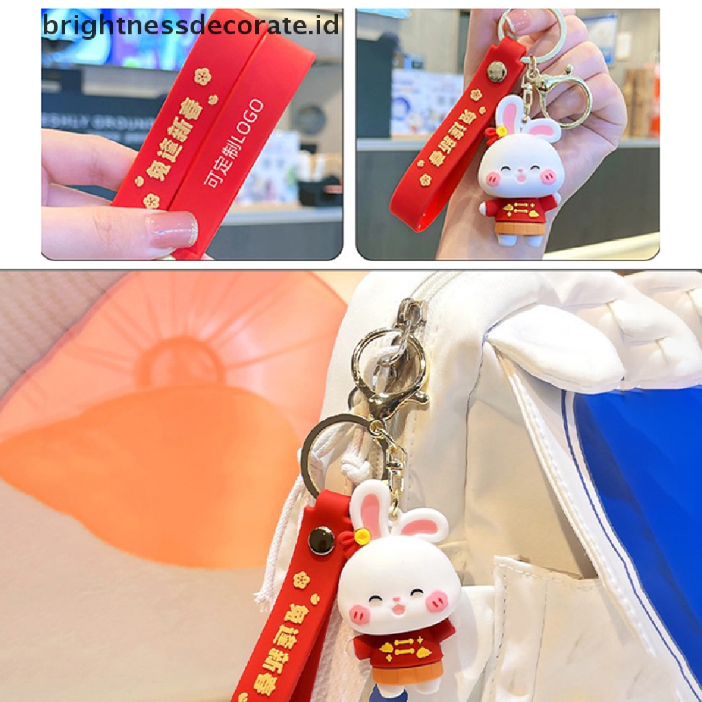 [Birth] 1pc New Year Car Keyring Rabbit Keychain Key Lanyard Kartun Pasangan Gantungan Kunci Mobil Kelinci Hadiah Tahun Ransel Liontin [ID]