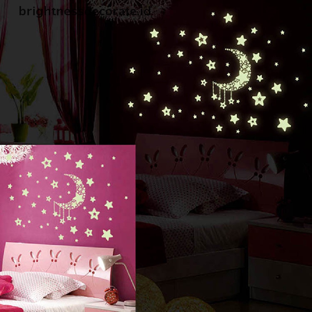 [Birth] Bintang Bulan glow in the dark Bercahaya Langit-Langit Dinding ers Kamar Tidur Anak decal [ID]