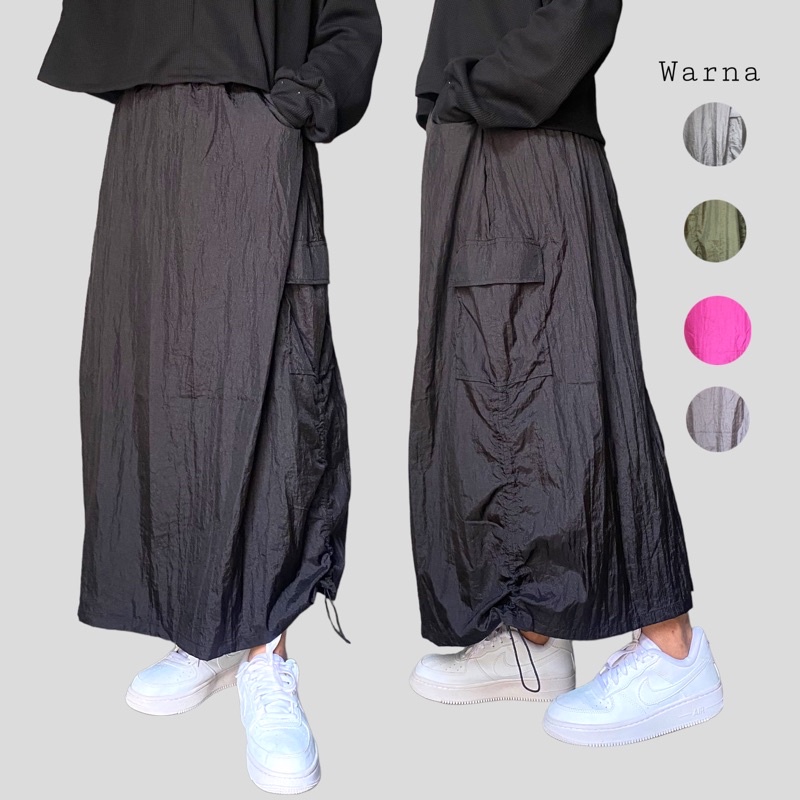 Stiego-Nyilon Parasut Skirt Rok parasut skirt rok y2k rok wanita