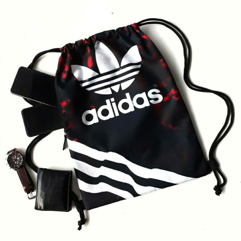 Tas Serut - Gymsack - String Bag Pria &amp; Wanita Adidas Rose Black Edition