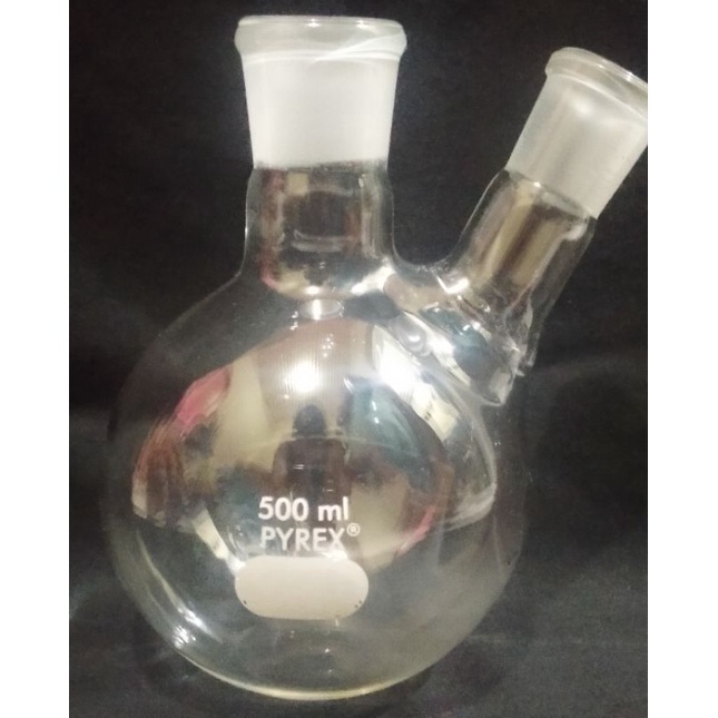 Boiling 2 neck 500 ml pyrex Labu didih 2 leher 500ml pyrex
