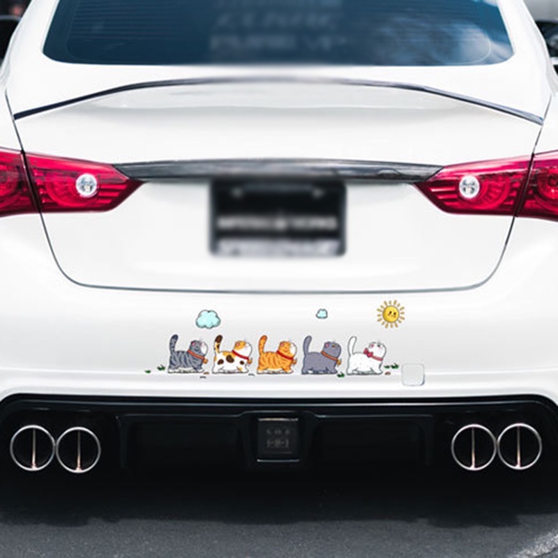 Kreatif Kartun Berjalan Kucing PVC Stiker Mobil Perekat Diri Tahan Air Pet Kitten Decal Pribadi Auto Dekorasi