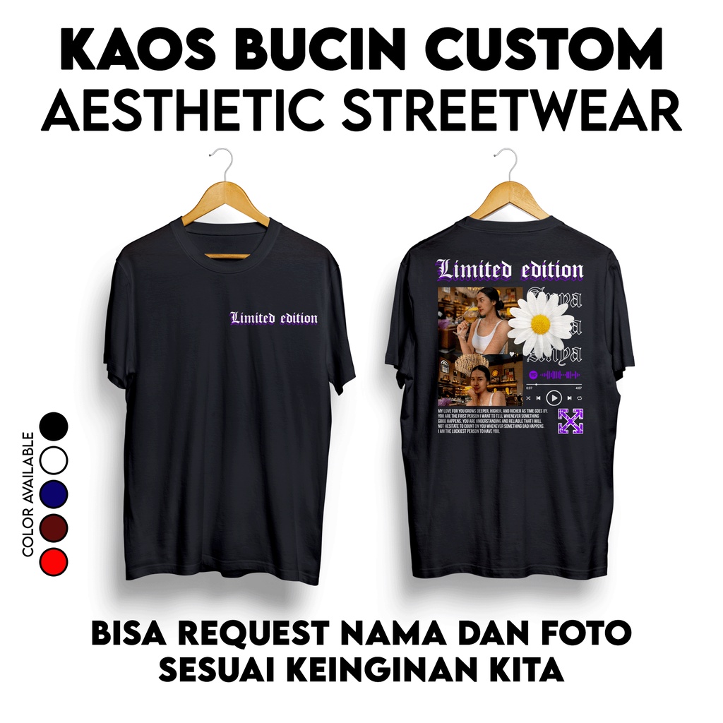Kaos CUSTOM FOTO STREETWEAR SCAN BARCODE SPOTIFY LAGU FAVORIT DAN FOTO PACAR KALIAN TSHIRT 004
