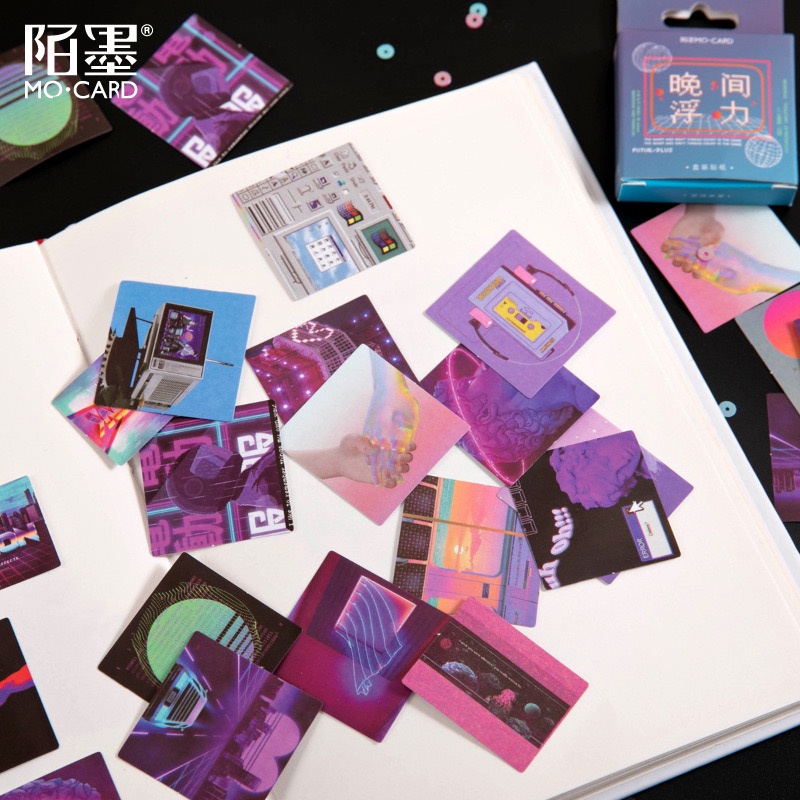 [kstuffind] 45 pcs Sticker Retro Vintage Aesthetic Future Plus Vaporwave arts Dekorasi Photocard Lucu Warna Warni Gradation Scrapbook hias kotak Disco DIY Aesthetic Toplader Decoration Journal Jurnal Stiker PC Koleksi Murah Gemas Deco