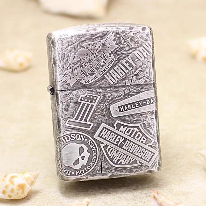 BISA COD! Korek Zippo Silver Special Edition Harley Davidson Full Body High Premium Quality Made In Usa - Free Box