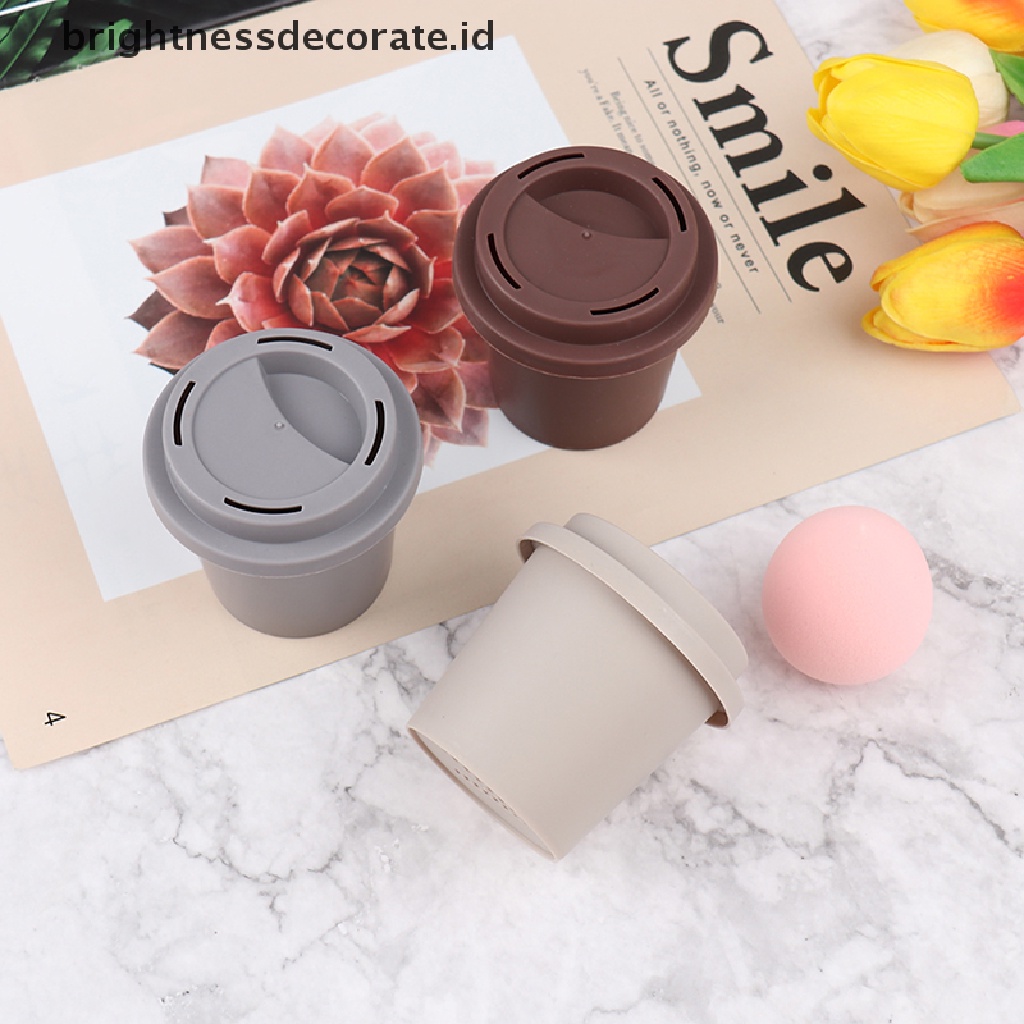 [Birth] Gelas Kopi Spons Stand Tempat Penyimpanan Makeup Puff Holder Kosong Kosmetik Dry Box [ID]