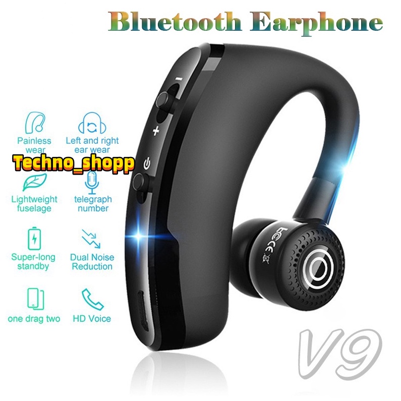 (COD)PL V9 Headset Bluetooth Earphone Wireless Headphone Hands-free Business In-ear Earbuds For Driver Call android/iphone
