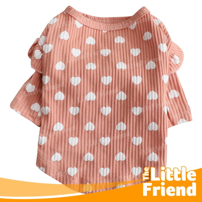 Baju Blouse Anjing Kucing Kecil Betina STRIPED LOVE FLYING SLEEVE LACE