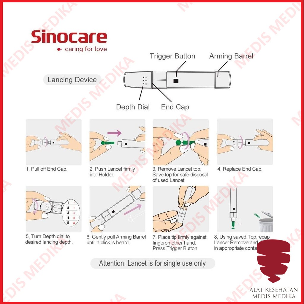 Sinocare Safe-Accu Alat Cek Gula Darah Test Uji Glucose Safe Accu