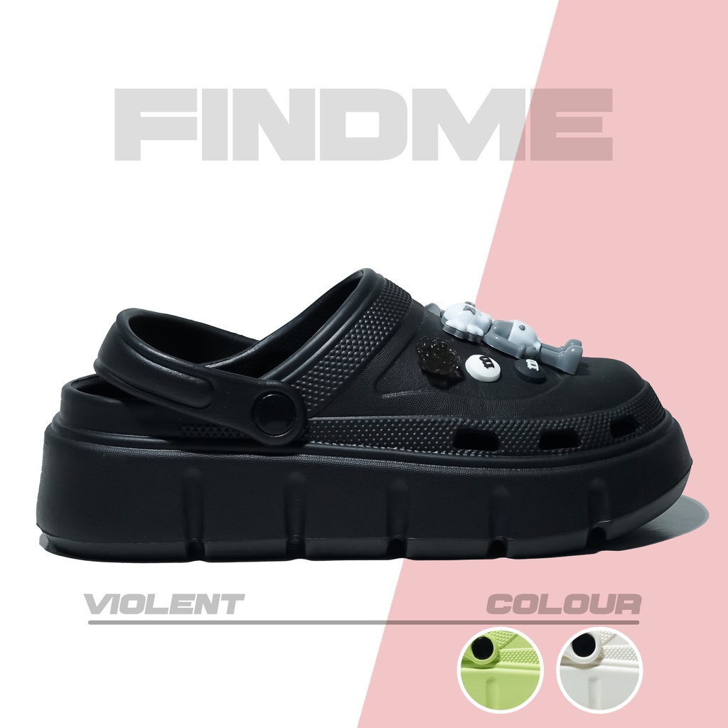 SANDAL WANITA SLINGBACK FREE JIBBITZ WARNA HIJAU NEON PALING TREND BAHAN RUBBER IMPORT VIOLENT