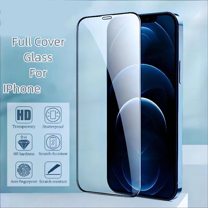 Full Cover Kaca Untuk Iphone14 13 12 11 Pro Max Mini Plus Pelindung Layar Tempered Cover Glass Film Untuk iPhone 6 6s 7 8 Plus Se2020 2022 X Xs XR Max