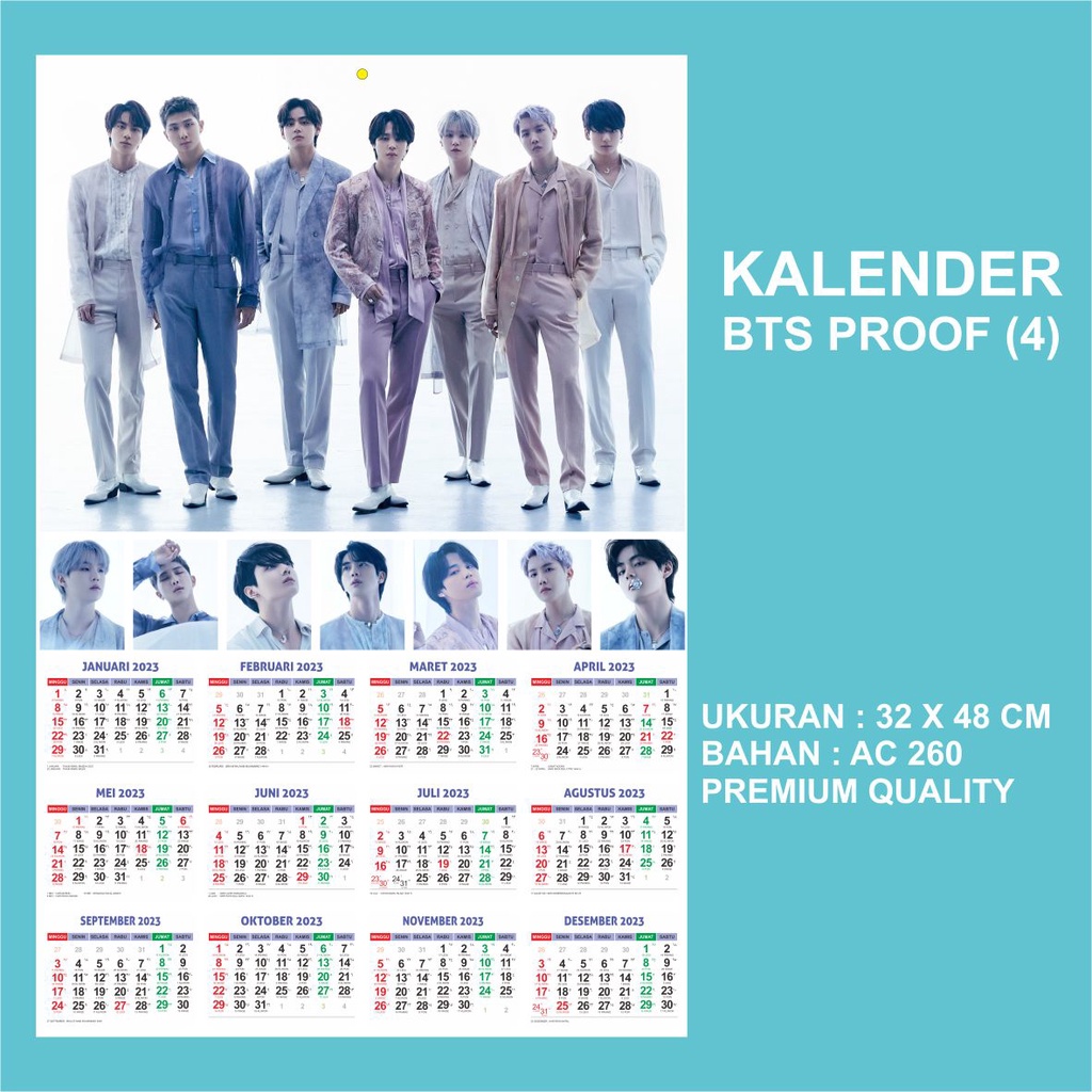 (READY STOCK) KALENDER 2023 - BTS ALL MEMBER - KALENDER KPOP MURAH