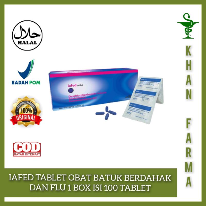 IAFED IAPED TABLET, MERINGANKAN  BATUK BERDAHAK DAN FLU 1BOX ISI 100 TAB