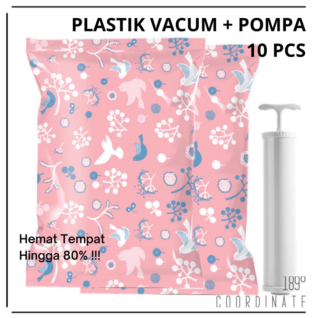 PLASTIK VACUM BAJU POMPA TRAVEL VACUUM PAKAIAN BAG VAKUM UDARA 10PCS