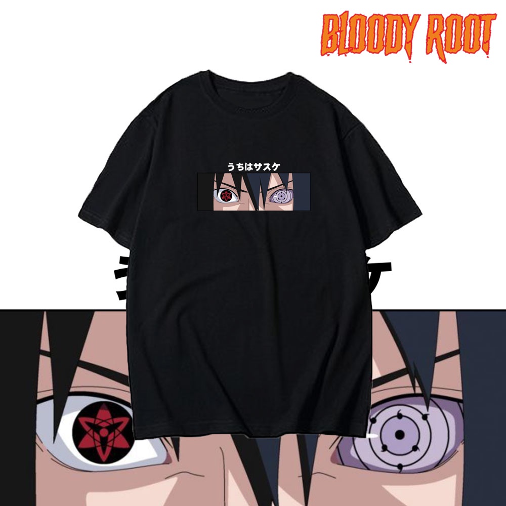 Kaos Uchiha Sasuke Sharingan Rinnegan / HITAM / T-shirt Sasuke Retsuden / Anime Naruto / Bloody Roor
