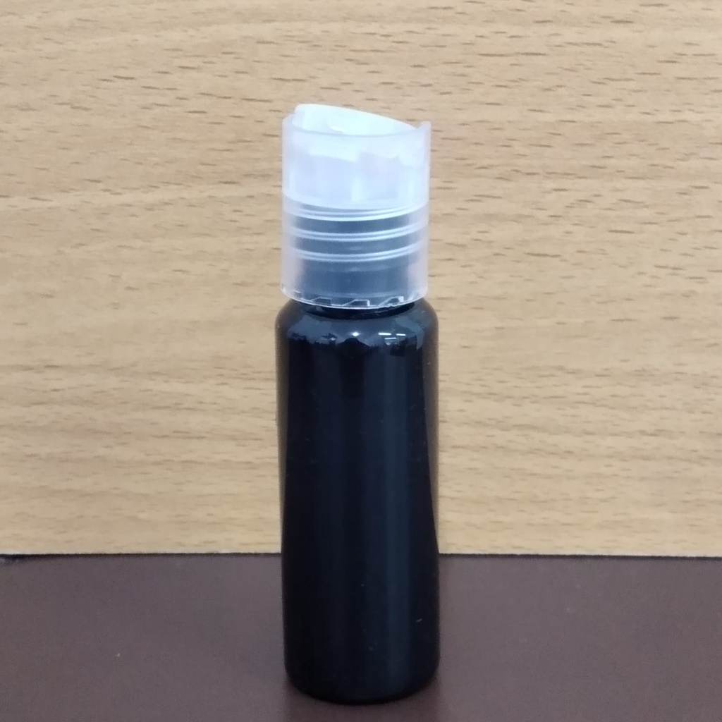 Botol plastik PET 20ml BR hitam tutup presstop