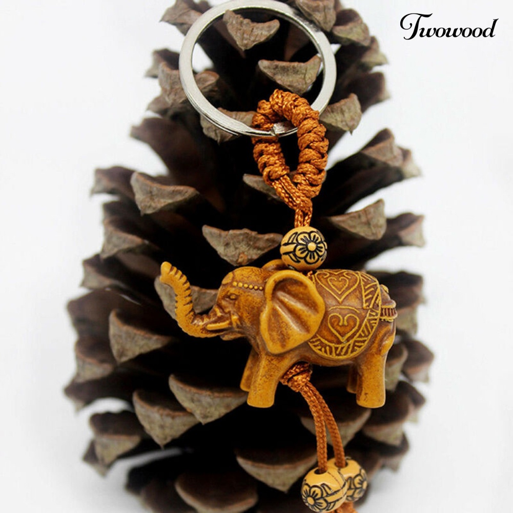 Twowood Lucky Elephant Resin Pendant Keychain Gantungan Kunci Mobil Tempat Tas Dompet Dekorasi Hadiah