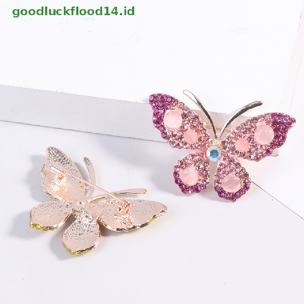 [GOOGFOUR] 1pc Elegan Pesona Kupu-Kupu Bros Wanita Berlian Imitasi Besar Butterfly Pins Hadiah [TOP]