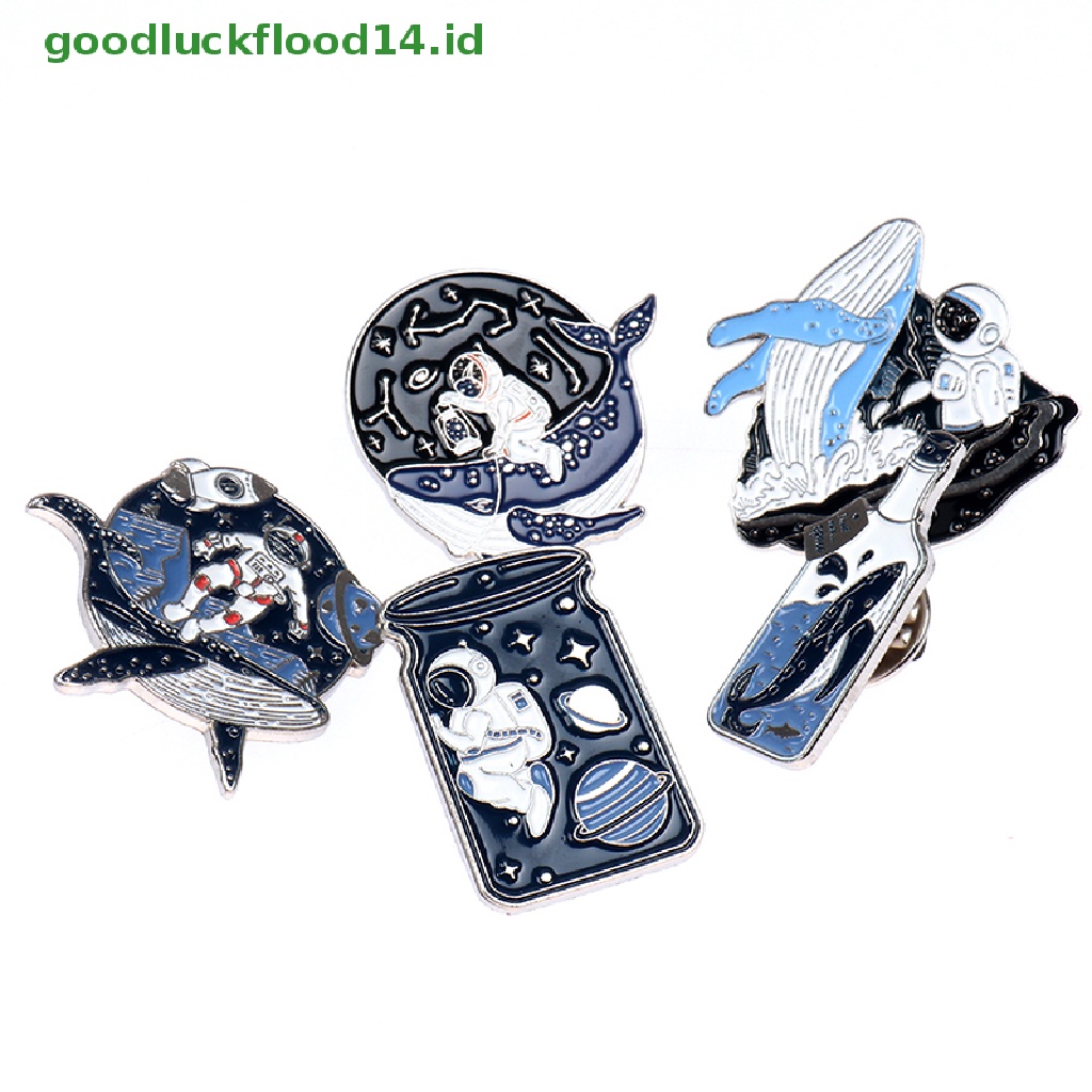 [GOOGFOUR] 1pc Pin Enamel Astronot Dan Paus Adventure Ocean Botol Bros Tas Kerah Pin [TOP]