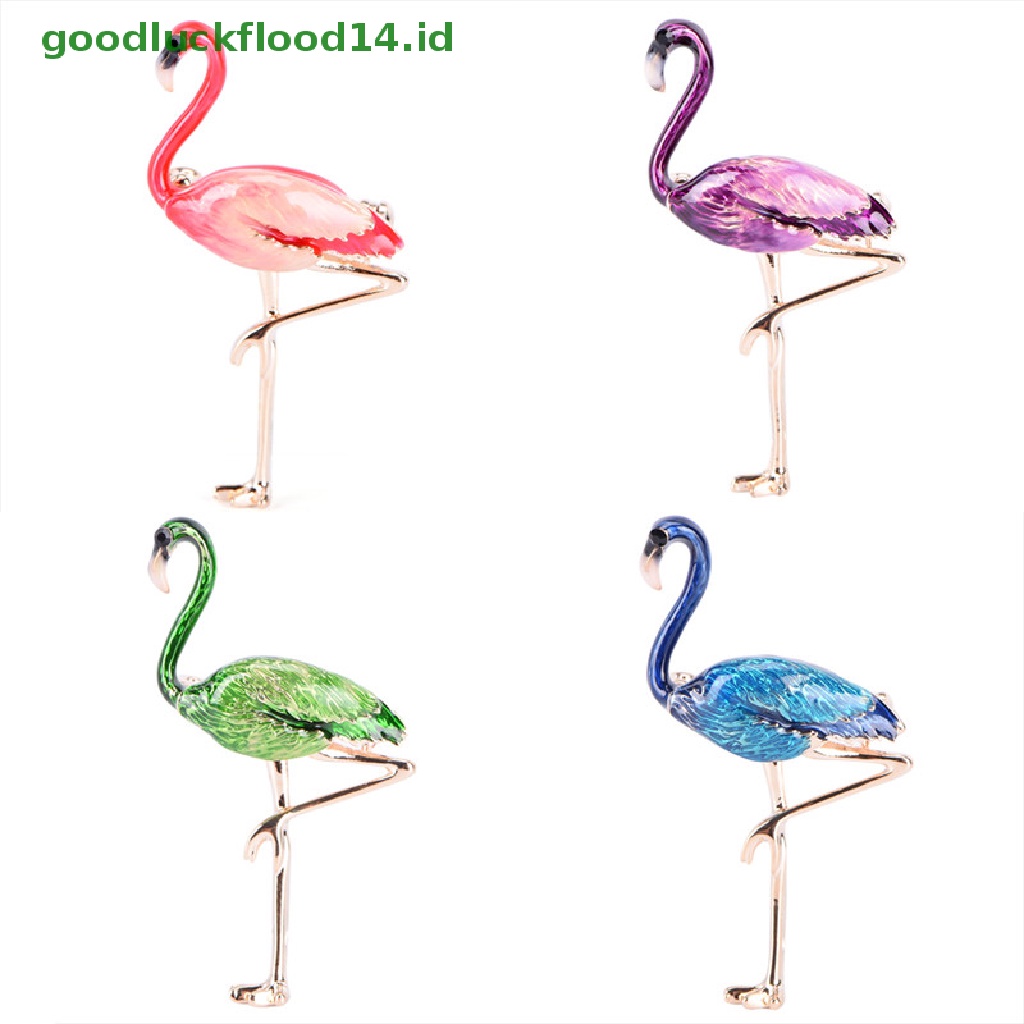 [GOOGFOUR] Flamingo Bros Pin Enamel Kerah Bros Wanita Lencana Perhiasan Bros Aksesoris [TOP]