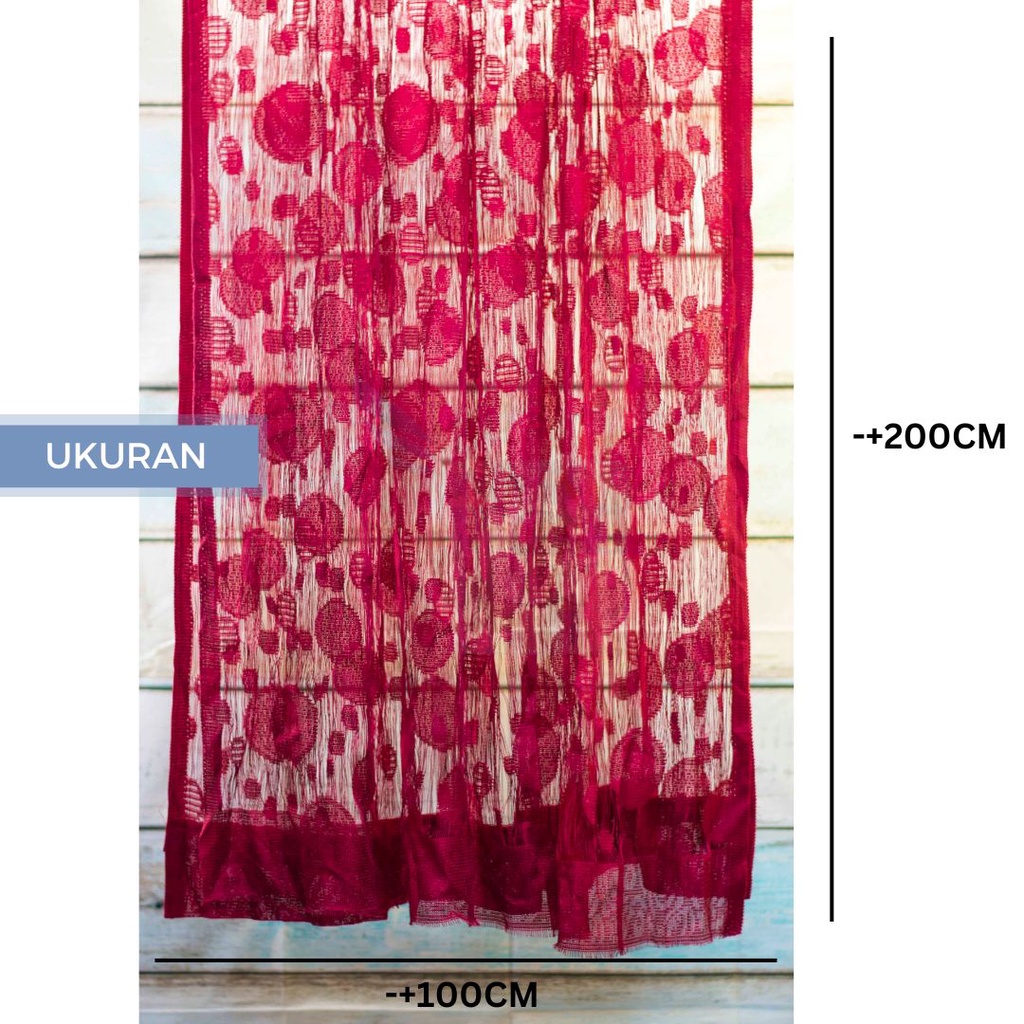 Tirai Benang / Tirai Pintu / Tirai Rumbai Motif Love Tebal