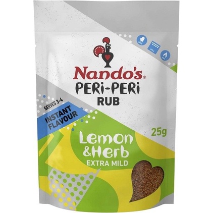 

Terlaris ✨ - Nando's Peri Peri Rub 25g Spice Bumbu Masak Instan Australia Nandos - Lemon & Herbs 2.1.23