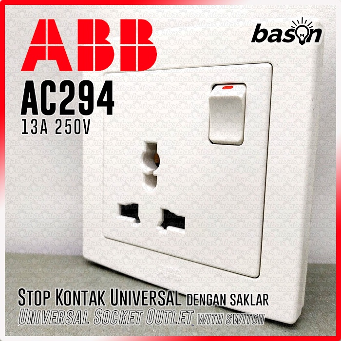ABB AC294 CONCEPT Universal Socket Outlet 13A - Stop Kontak 3 Pin