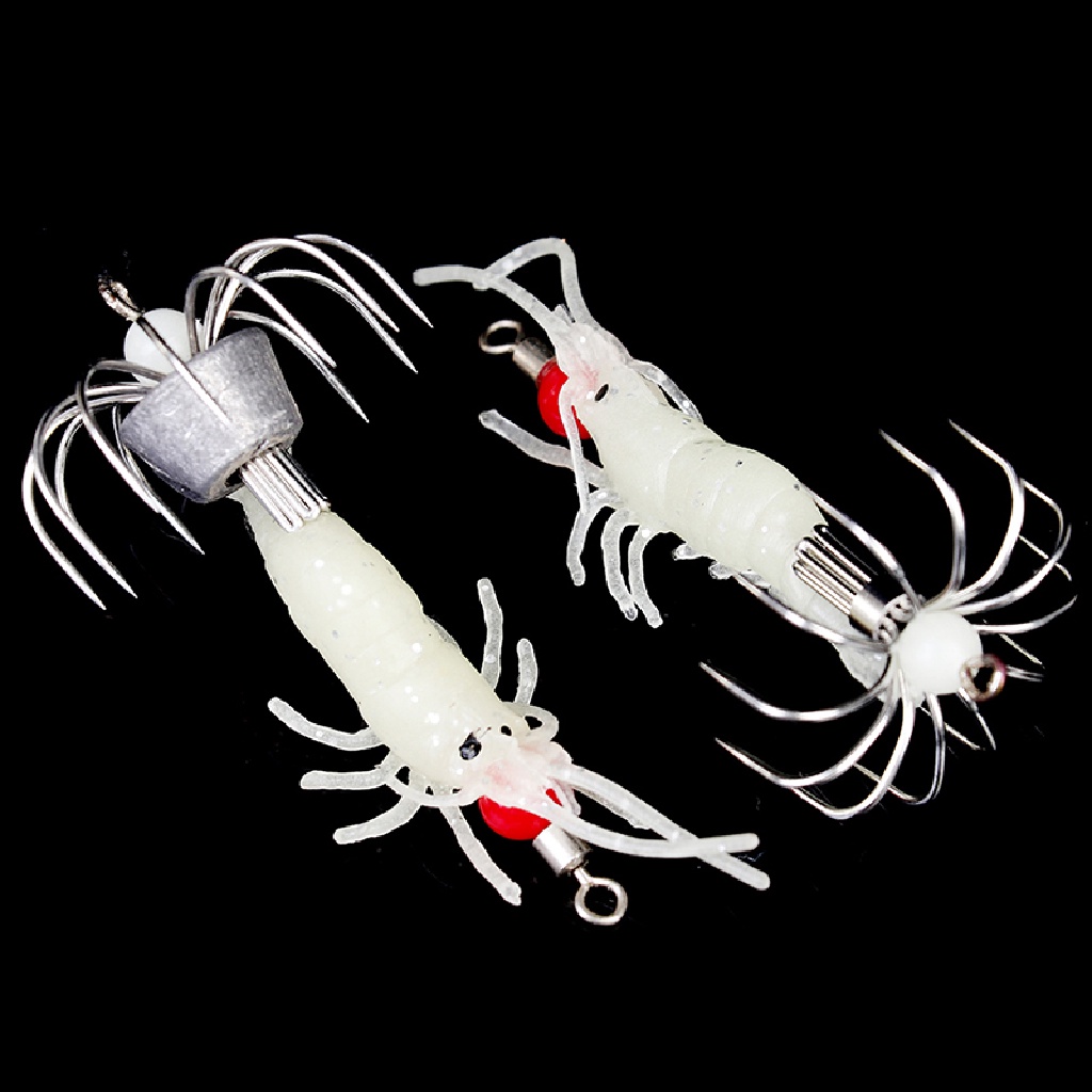 [BFID] 1pc Luminous Squid Jigs Glow Udang Kayu Dengan Kait Gurita Cumi Umpan Pancing [ID]