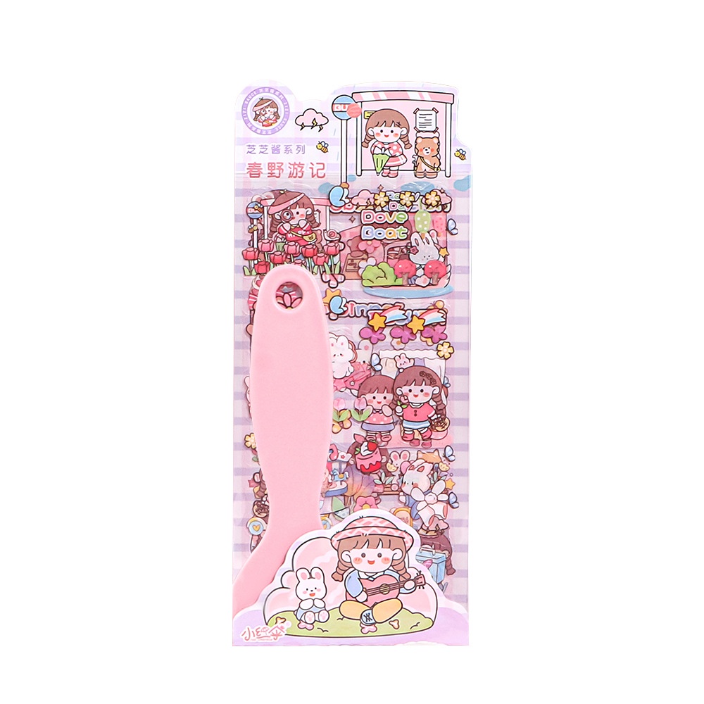 (FREE SCRAPER) 4 LEMBAR STICKER AESTHETIC WATERPROOF KARTTUN JEPANG / STIKER AESTHETIC PACK FREE GOSOKAN STIKER