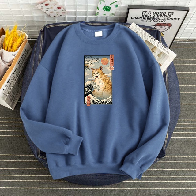 Cat monster Sweater Crewneck Print DTF II Cat monster Sweatshirt Basic II Sz M - XL Anak &amp; Dewasa ( Pria &amp; Wanita )