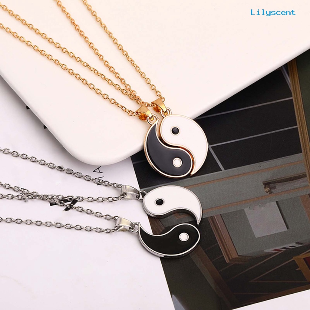 Ls 2pcs/Set Kalung Rantai Tai Chi Liontin Pasangan Memorial Stainless Untuk Hadiah