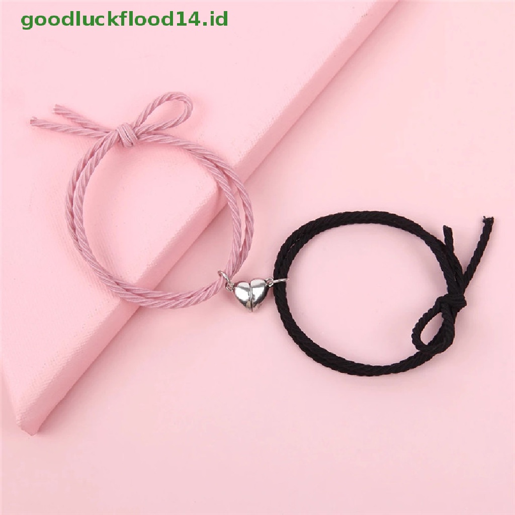 [GOOGFOUR] 2pcs Couple Heart Gelang Tali Braided Distance Magnet Attract Hadiah Persahabatan [TOP]