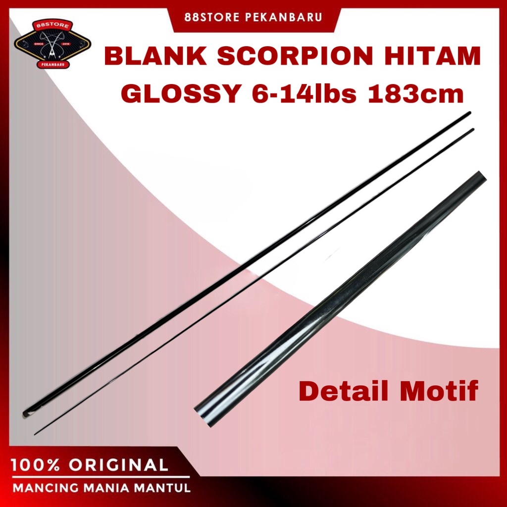 88storepekanbaru Blank Hollow Joran Scorpion 2 Section Carbon Blank Sambung Tengah / Joran Scorpion
