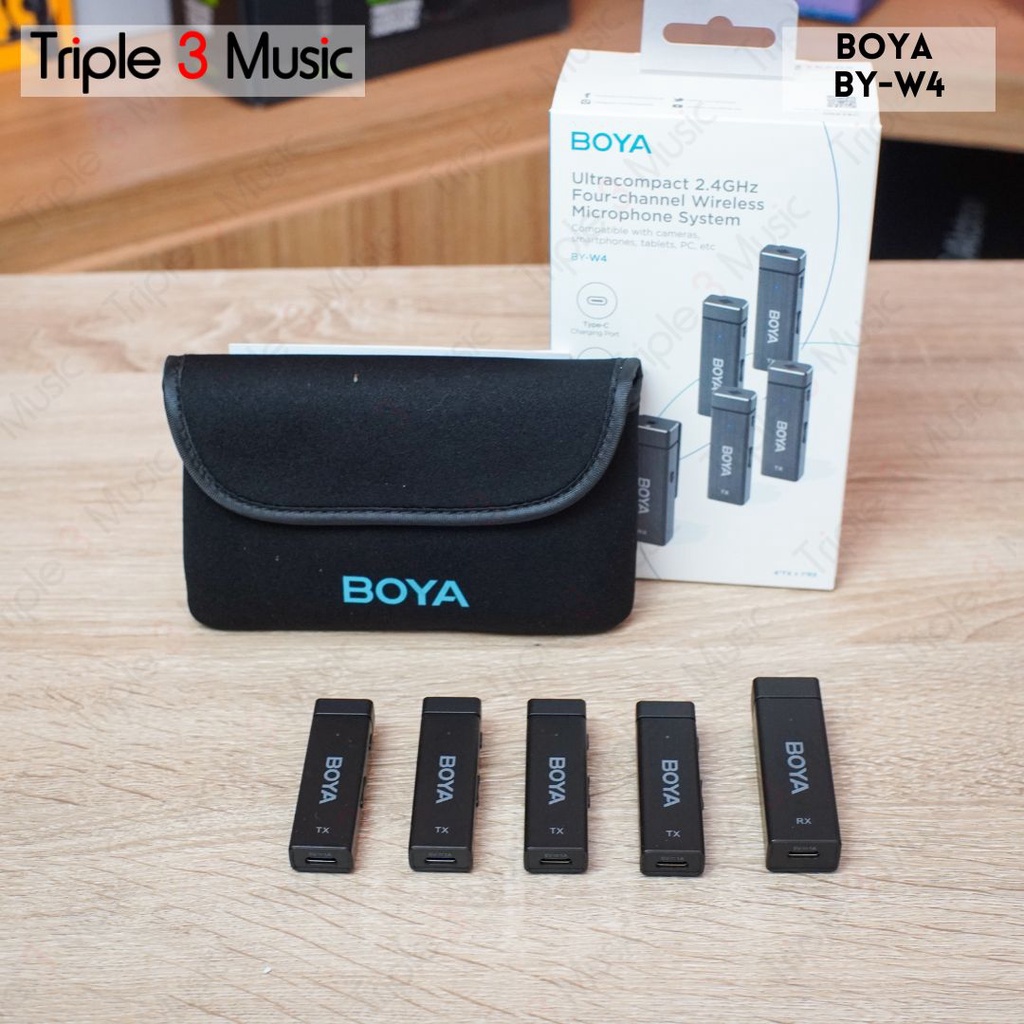 BOYA BY W4 2.4GHz 4 Channel Wireless Clip On ORIGINAL 1 RX 4 TX