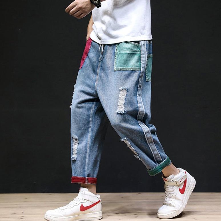 Discount Celana Jeans Sobek Pria Fashion,2022 Celanajeans Tebal,Celana Longgar,Import Style,Celana J