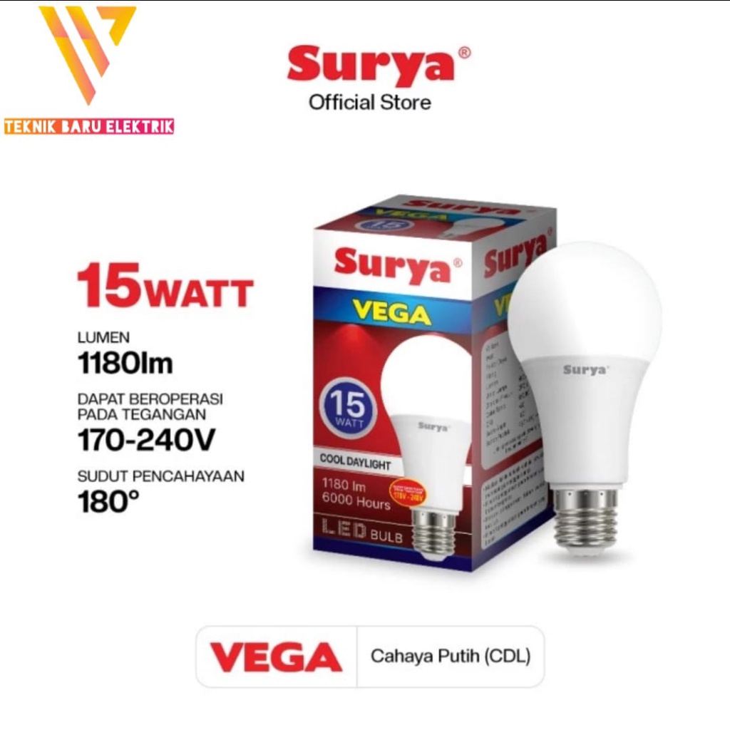 LAMPU LED BULB SURYA VEGA BY HANNOCHS 5W 7W 9W 12W 15W 18W GARANSI 1 TAHUN BOHLAM SUPER TERANG SNI ANTI PECAH 5 7 9 12 15 18 WATT